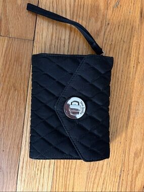 Vera Bradley Quilted Black Wristlet with Turn-Lock Closure